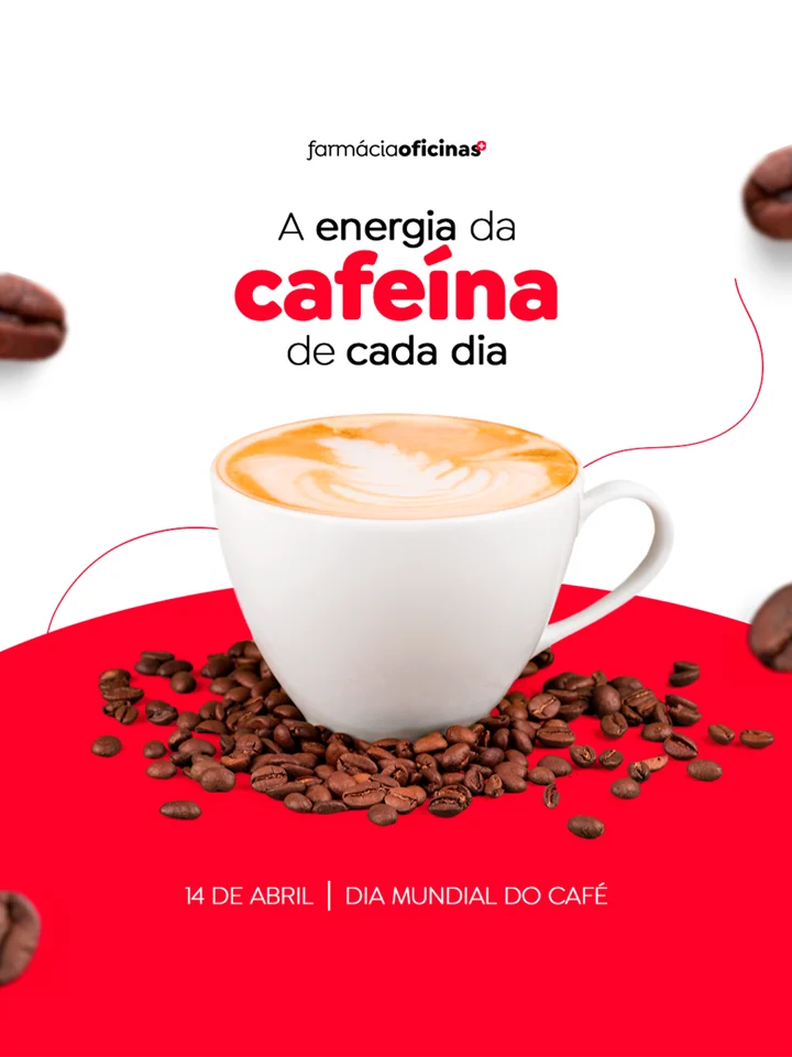 Campanha do Dia Mundial do Café em vermelho e branco.